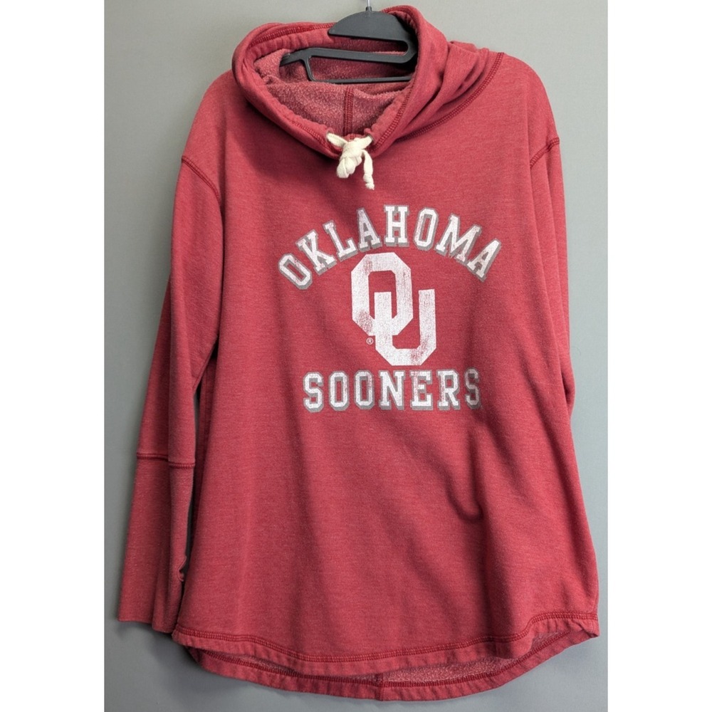 Womans XL Oklahoma Sooners cowl neck sweater thumb hole Retro Brand made in usa